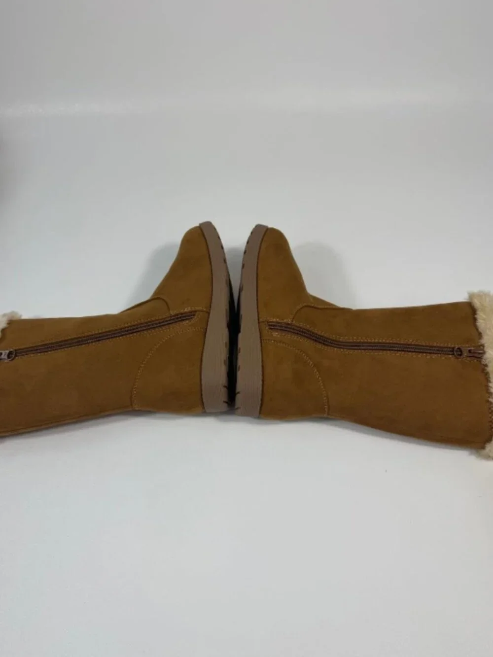 Girls' Nina Zipper Winter Shearling Style Boots - Cat & Jack Cognac 4